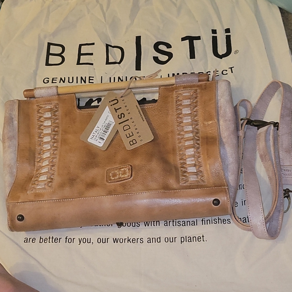 Bed Stu Tan and Cream Crossbody Bag